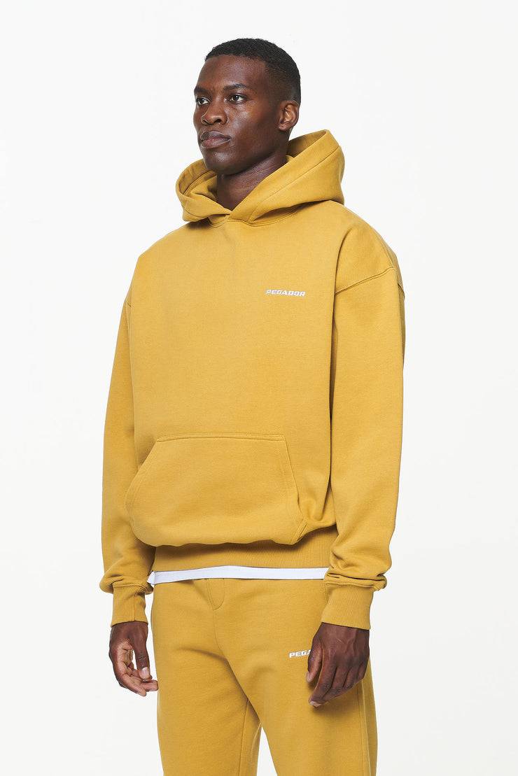 Pegador Logo Oversized Hoodie Vintage Washed Mustard Räumungsverkauf