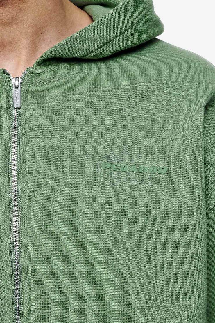 Pegador Logo Oversized Sweat Jacket Vintage Washed Cypress Green Gum Tiefpreis