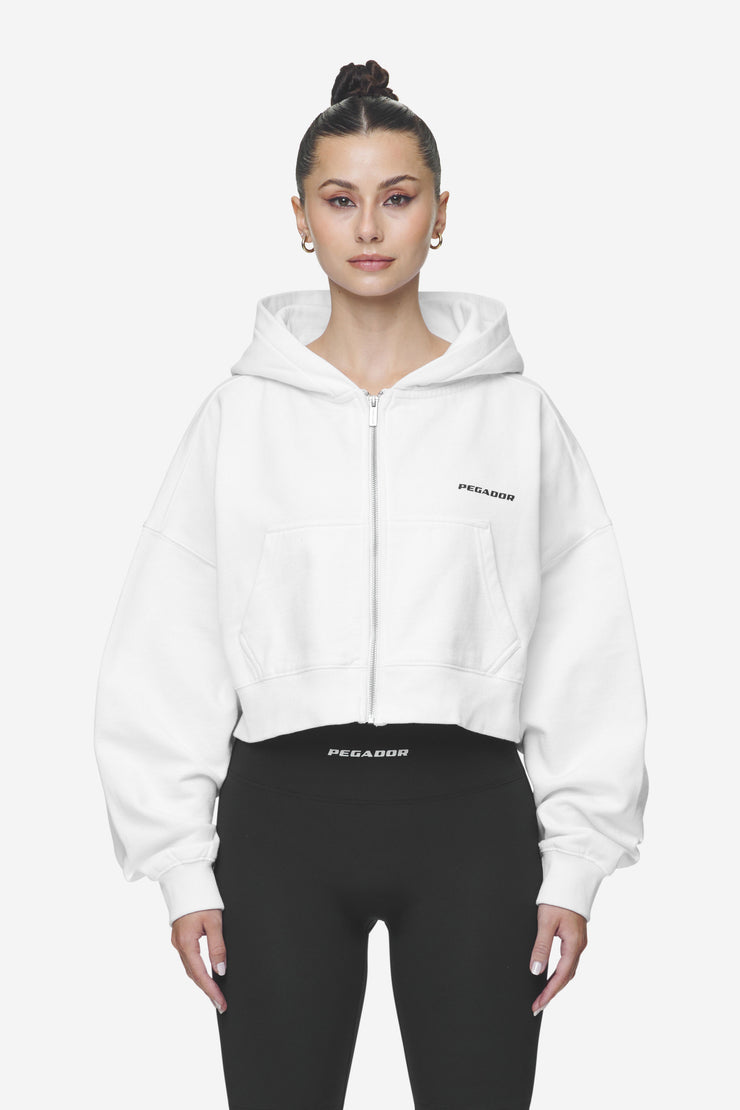 Pegador Lana Logo Cropped Sweat Jacket White Black Super Rabatt