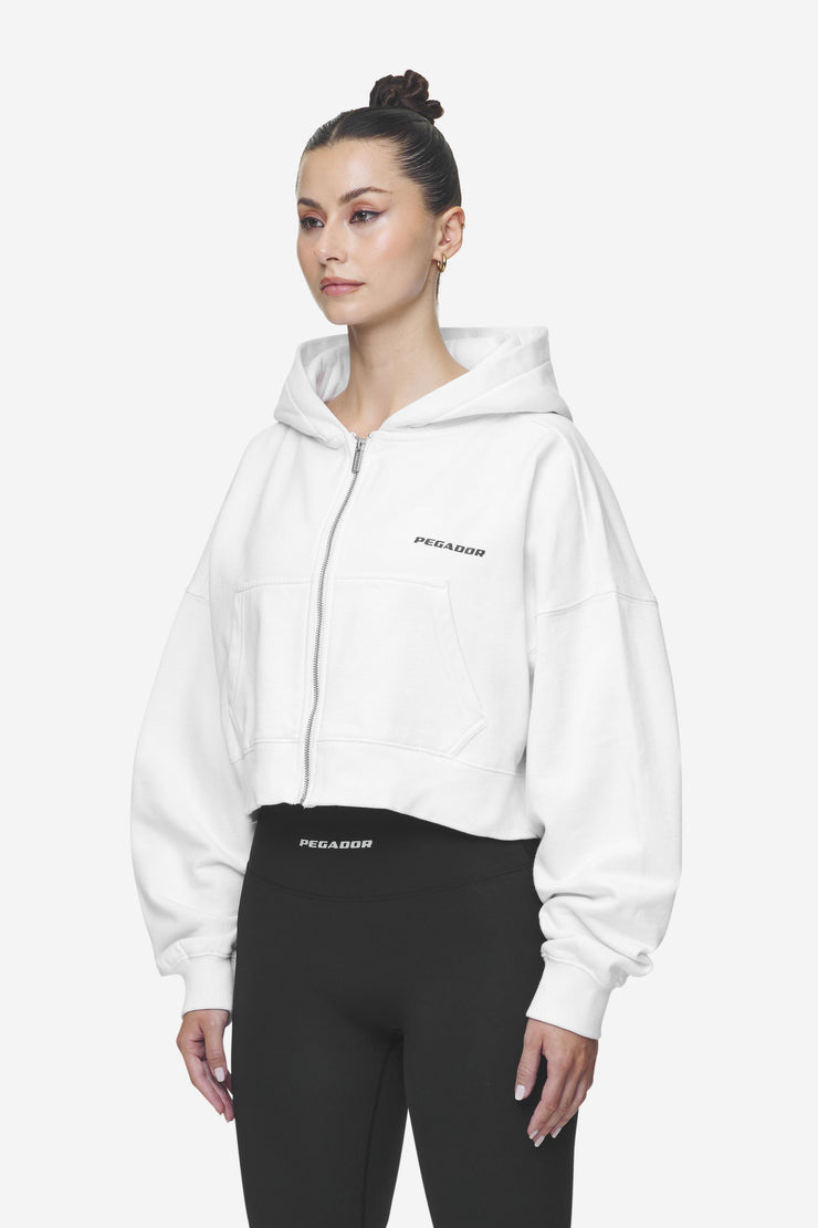 Pegador Lana Logo Cropped Sweat Jacket White Black Super Rabatt
