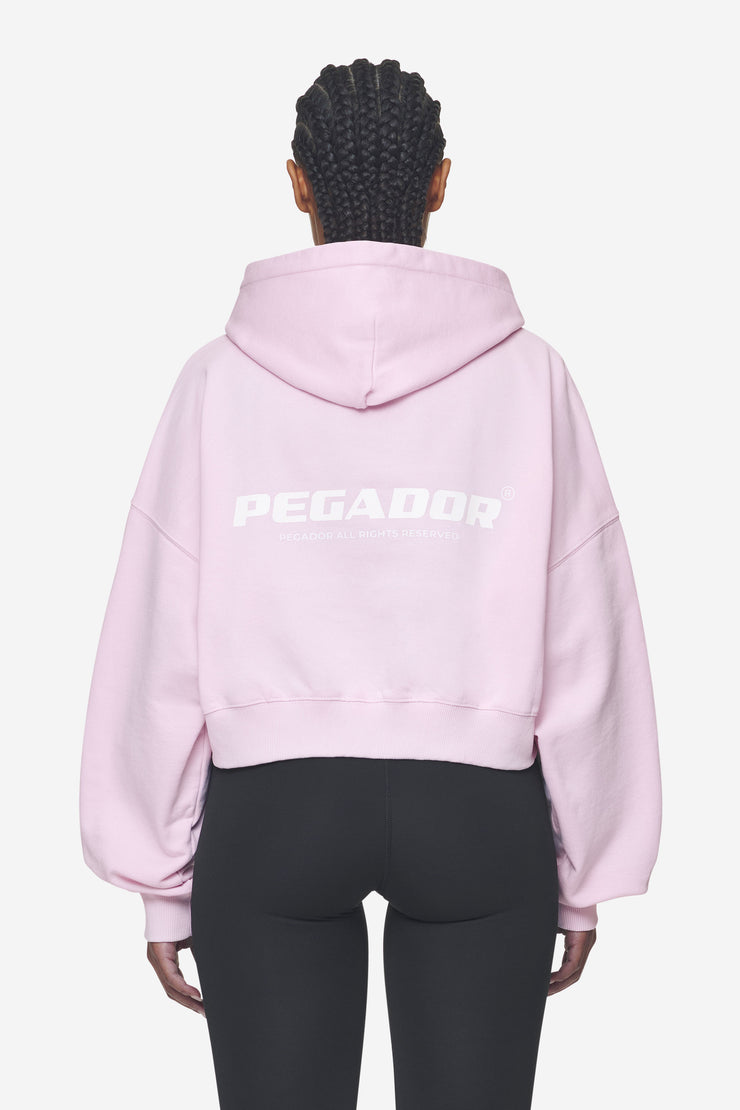 Pegador Luna Logo Oversized Cropped Hoodie Washed Bubblegum White 50% Rabatt mit kostenlosem Versand