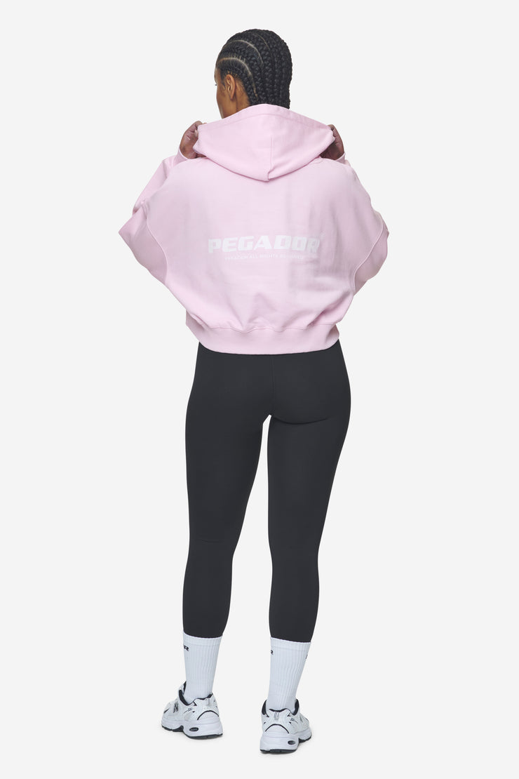 Pegador Luna Logo Oversized Cropped Hoodie Washed Bubblegum White 50% Rabatt mit kostenlosem Versand