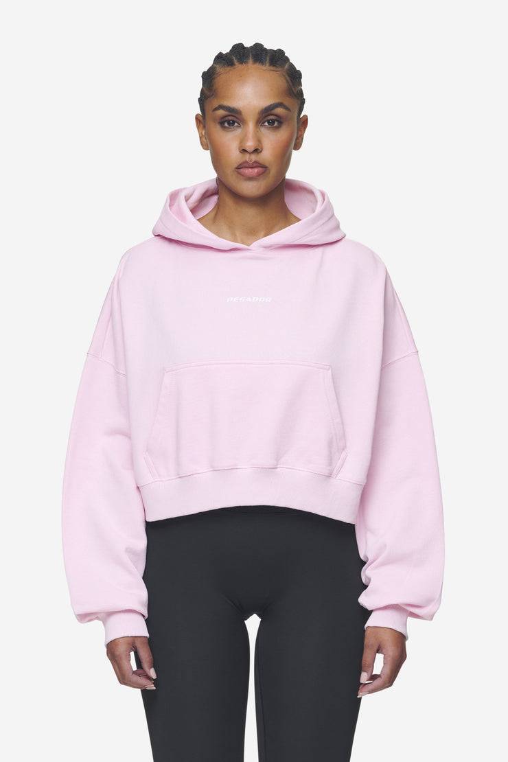 Pegador Luna Logo Oversized Cropped Hoodie Washed Bubblegum White 50% Rabatt mit kostenlosem Versand
