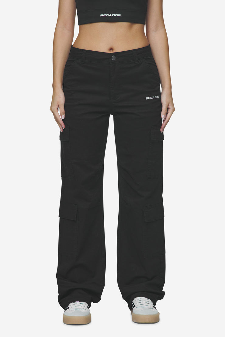Pegador Lia Wide Cargo Pants Black Begrenztes Angebot