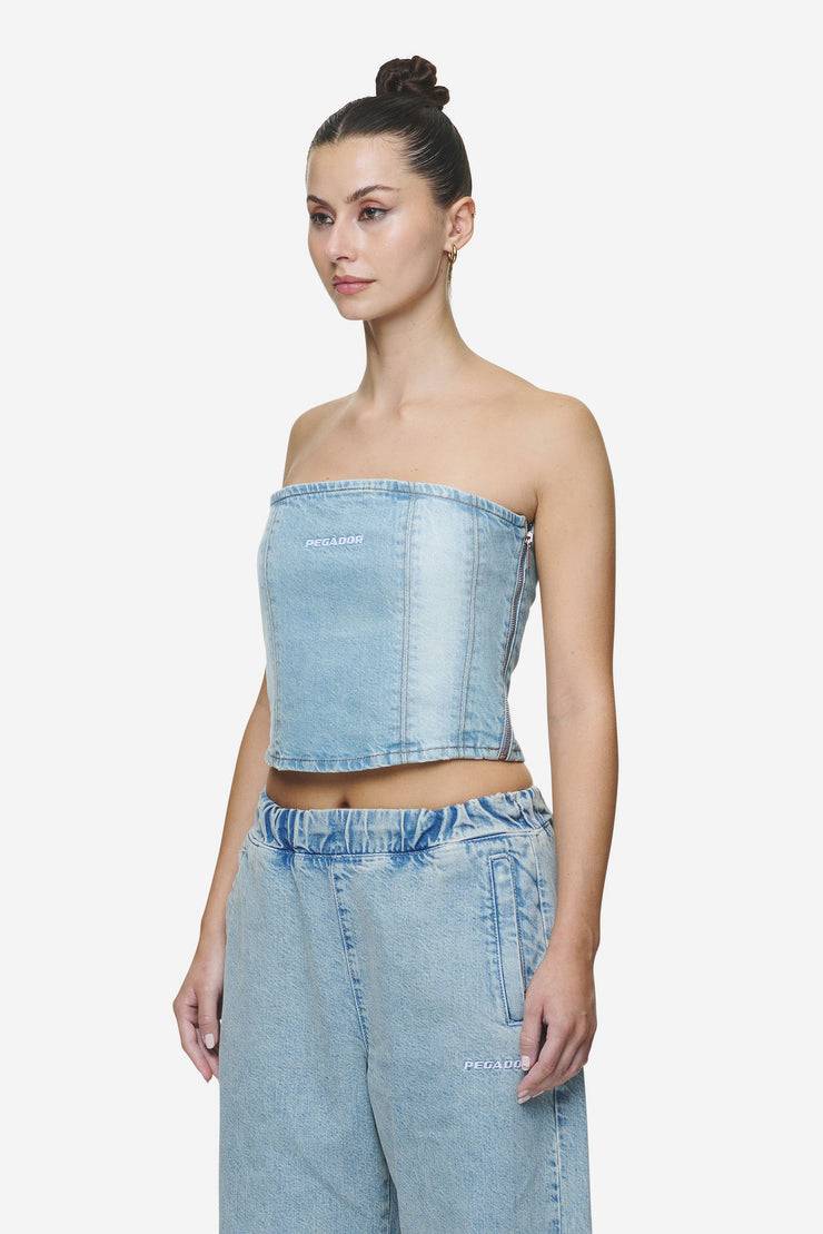 Pegador Miranda Denim Tube Top Washed Pale Blue Bleached Blue Exklusivangebot