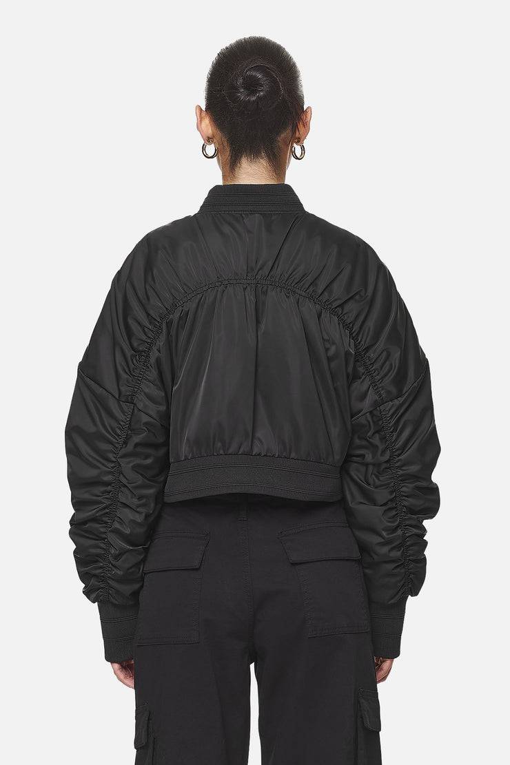 Pegador Laura Cropped Ruffed Oversized Jacket Black Neueste Mode
