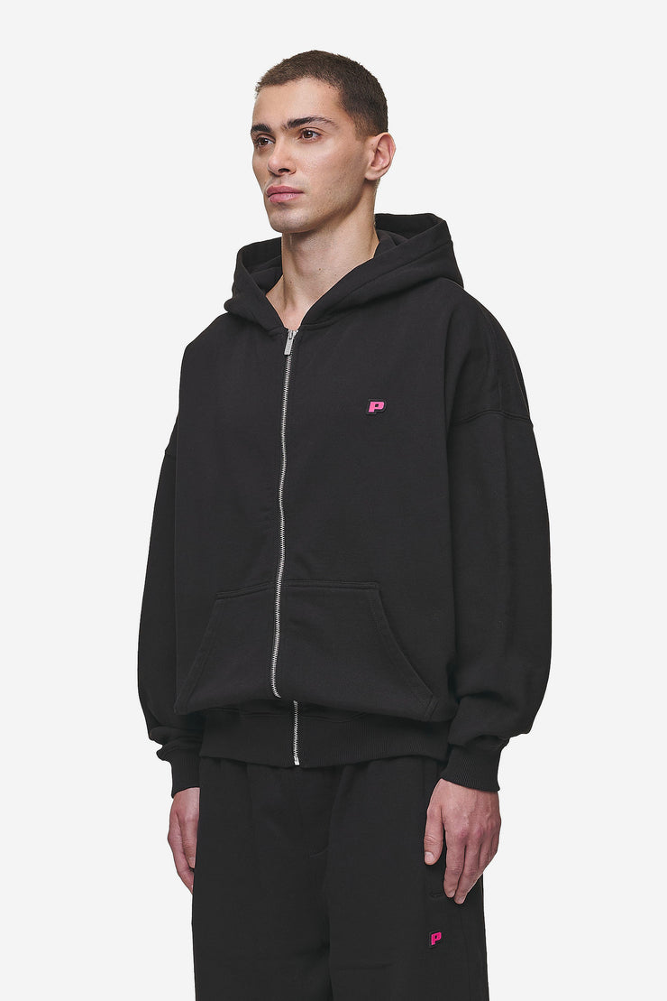 Pegador Leono Boxy Sweat Jacket Washed Black Virtual Pink Gum Kostenlose Rückgabe
