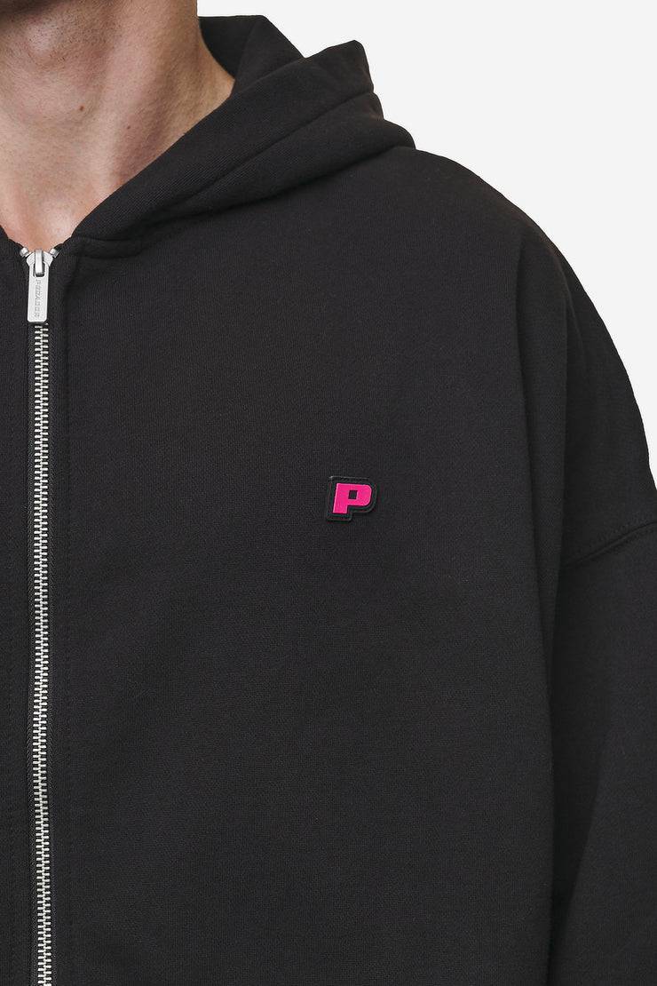Pegador Leono Boxy Sweat Jacket Washed Black Virtual Pink Gum Kostenlose Rückgabe