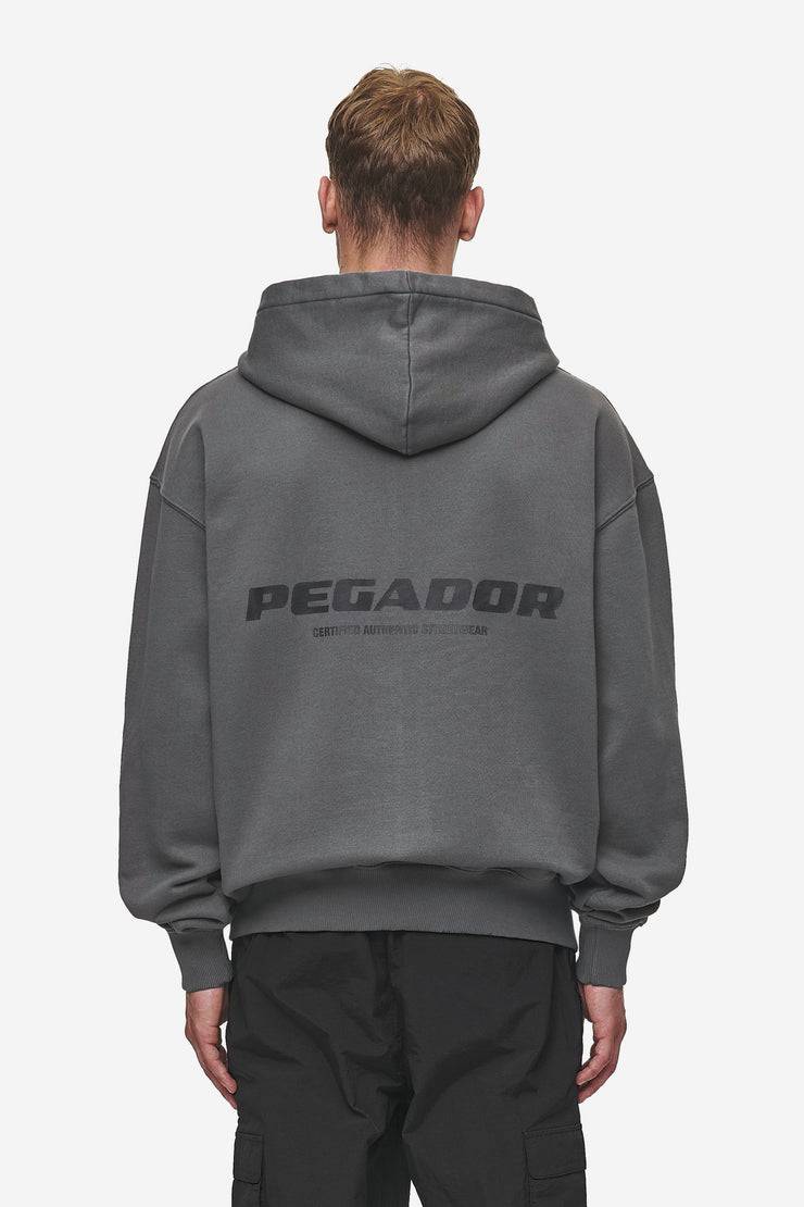 Pegador Colne Logo Oversized Sweat Jacket Washed Anthracite Black Letzte 2 Tage