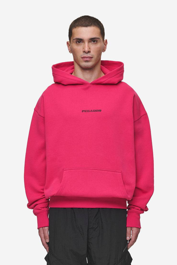 Pegador Colne Logo Oversized Hoodie Washed Virtual Pink Black Letzter Tag