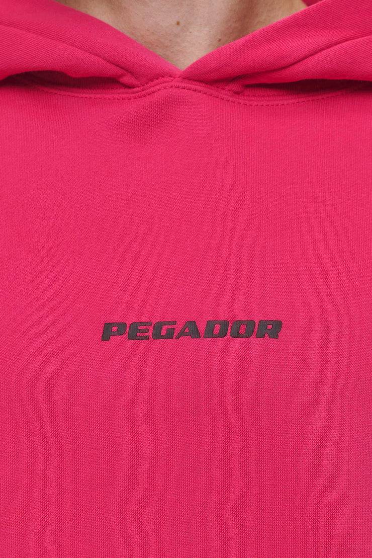 Pegador Colne Logo Oversized Hoodie Washed Virtual Pink Black Letzter Tag