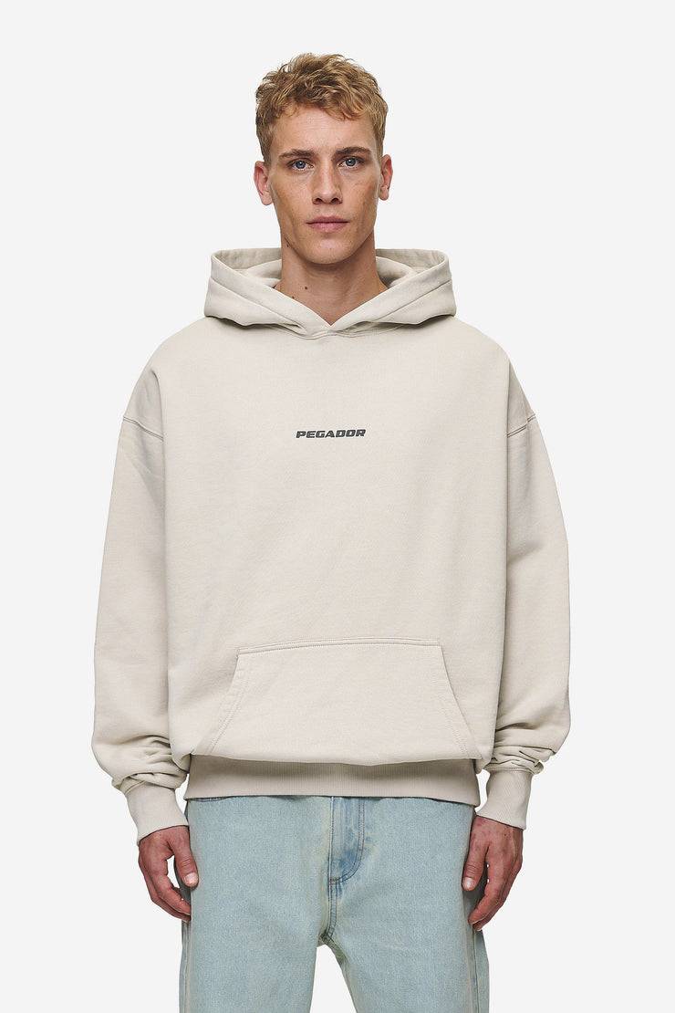 Pegador Colne Logo Oversized Hoodie Washed Light Beige Anthracite Zeitbegrenzte Promotion