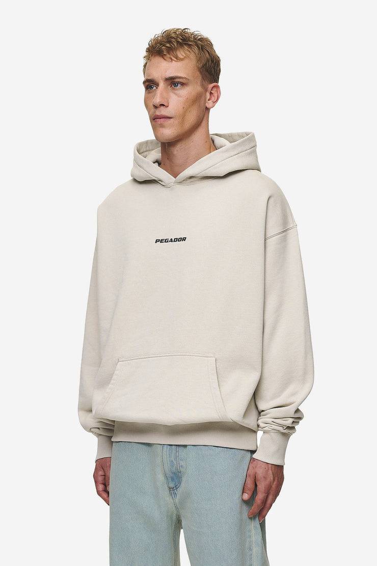 Pegador Colne Logo Oversized Hoodie Washed Light Beige Anthracite Zeitbegrenzte Promotion