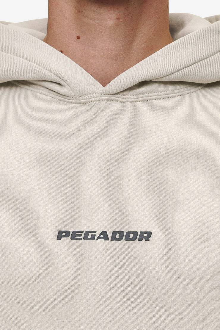 Pegador Colne Logo Oversized Hoodie Washed Light Beige Anthracite Zeitbegrenzte Promotion