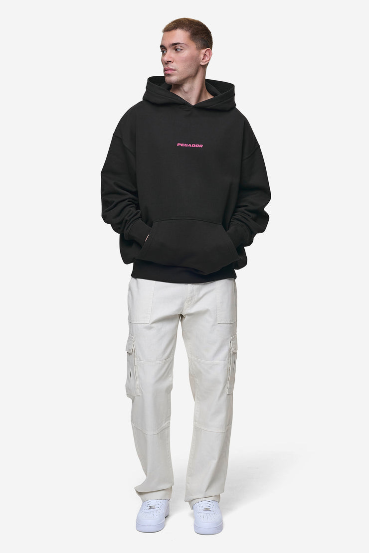 Pegador Colne Logo Oversized Hoodie Washed Black Virtual Pink Bis zu 50% Rabatt