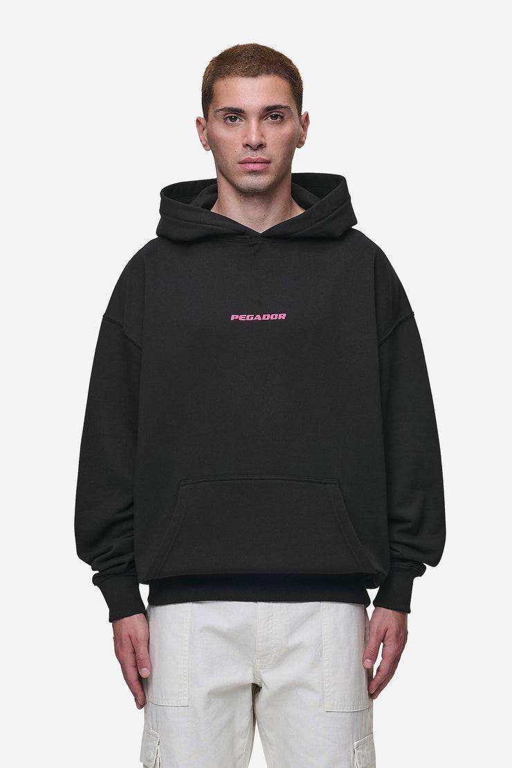Pegador Colne Logo Oversized Hoodie Washed Black Virtual Pink Bis zu 50% Rabatt