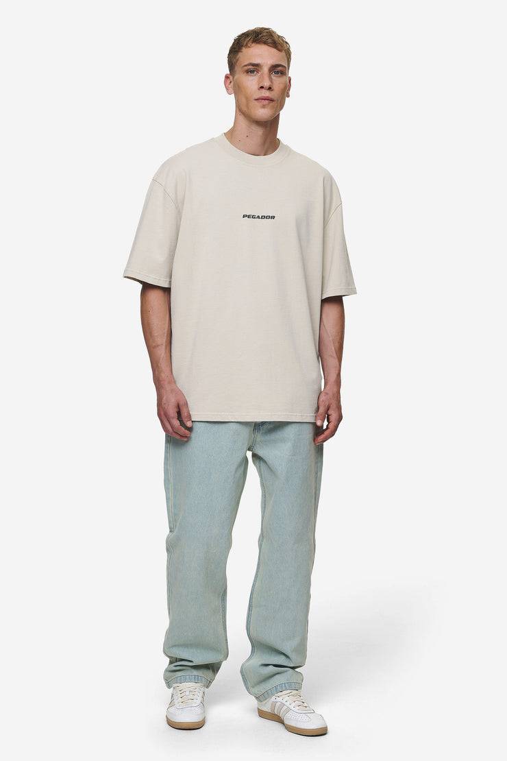 Pegador Colne Logo Oversized Tee Washed Light Beige Anthracite Bis zu 60% Rabatt
