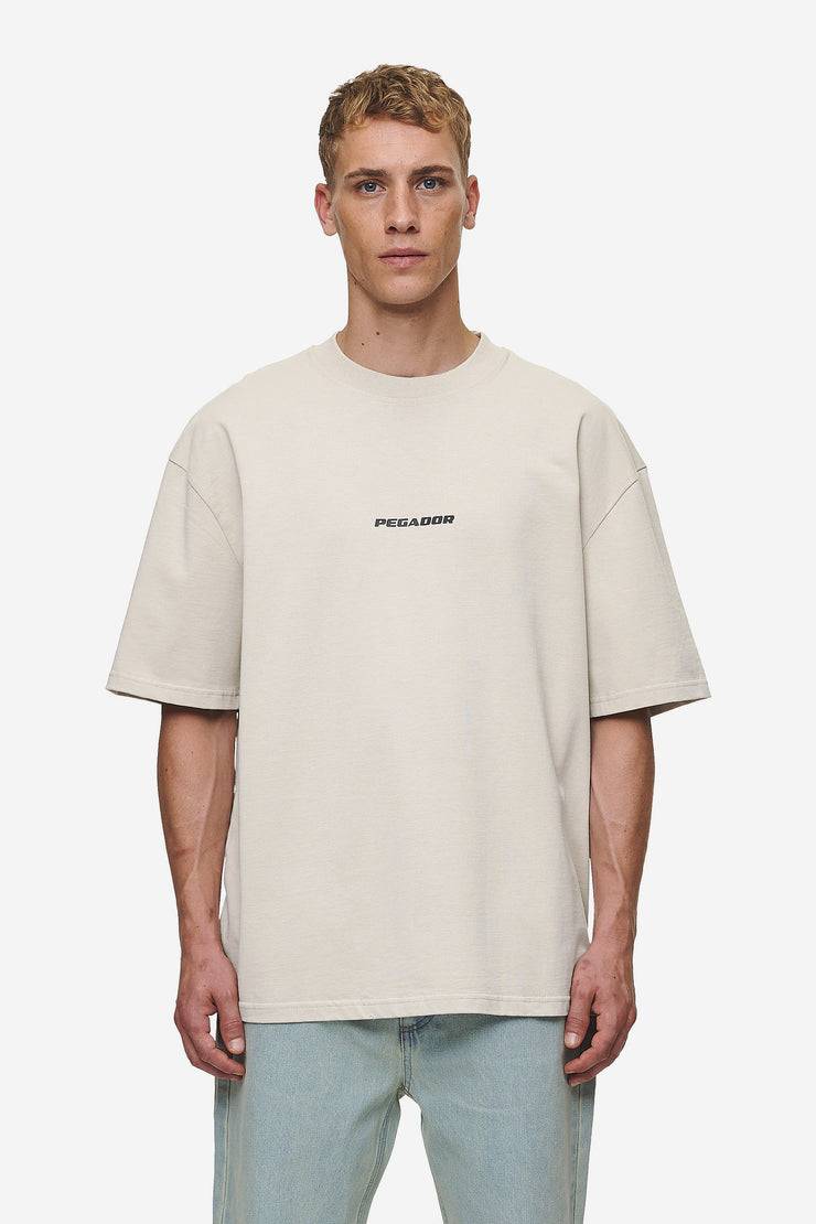 Pegador Colne Logo Oversized Tee Washed Light Beige Anthracite Bis zu 60% Rabatt