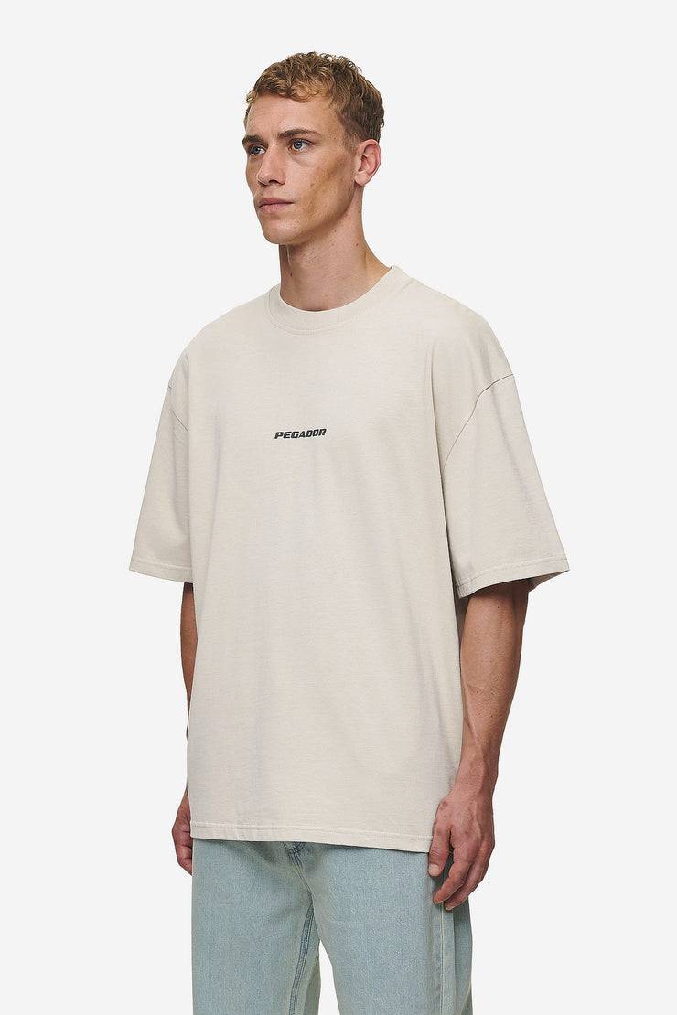 Pegador Colne Logo Oversized Tee Washed Light Beige Anthracite Bis zu 60% Rabatt