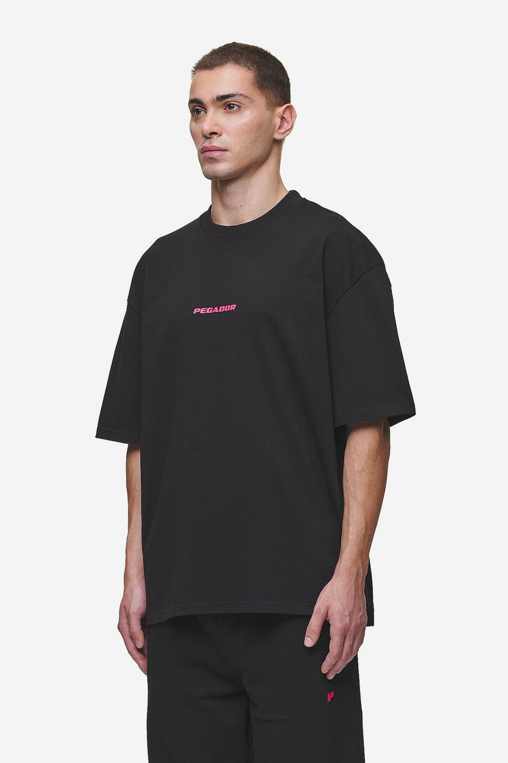 Pegador Colne Logo Oversized Tee Washed Black Virtual Pink Bis zu 65% Rabatt