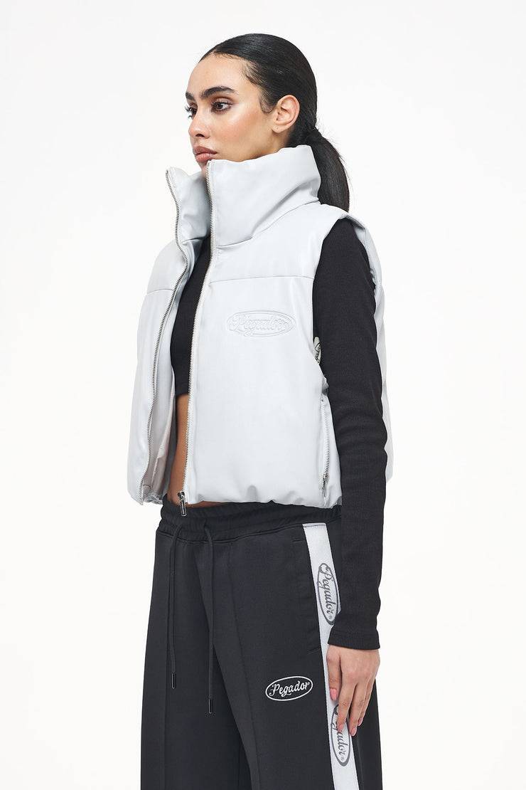 Pegador Zito Cropped Faux Leather Vest Quiet Gray Sonderangebot