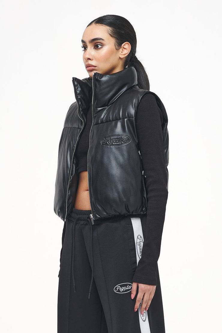 Pegador Zito Cropped Faux Leather Vest Black Rabatt