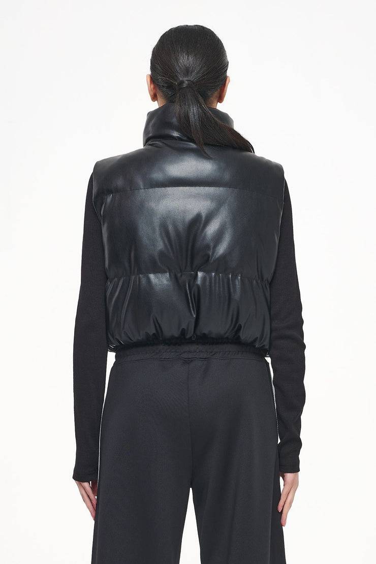Pegador Zito Cropped Faux Leather Vest Black Rabatt
