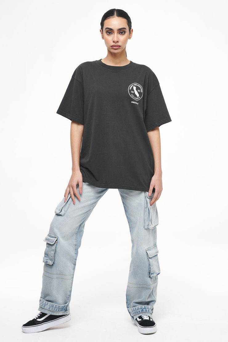 Pegador Jay Oversized Tee Vintage Washed Iron Grey Preisnachlass