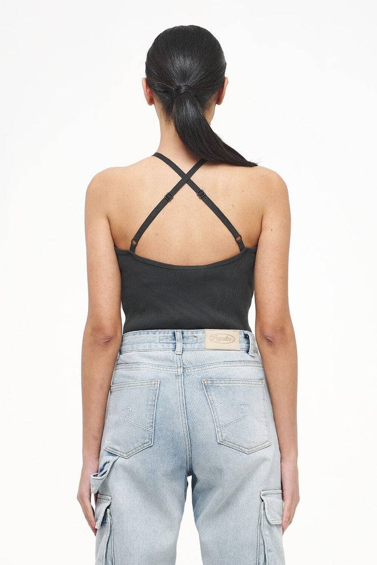 Pegador Santos Rib Neckholder Bodysuit Vintage Washed Iron Grey Cyber Monday