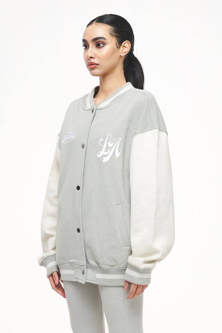 Pegador Dale Oversized Varsity Jacket Vintage Washed Quiet Gray Angels Cream Muttertagsangebot