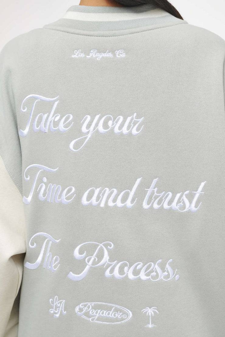 Pegador Dale Oversized Varsity Jacket Vintage Washed Quiet Gray Angels Cream Muttertagsangebot