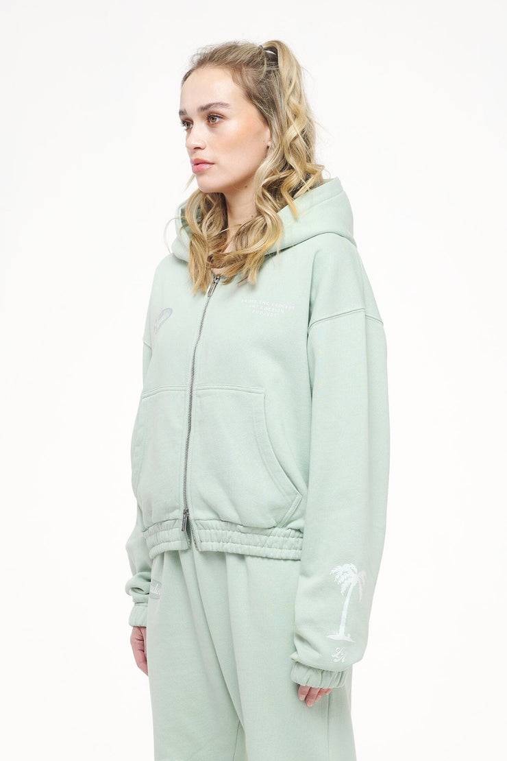 Pegador Hills Cropped Zip Hoodie Vintage Washed Milky Green Jubiläumsangebot