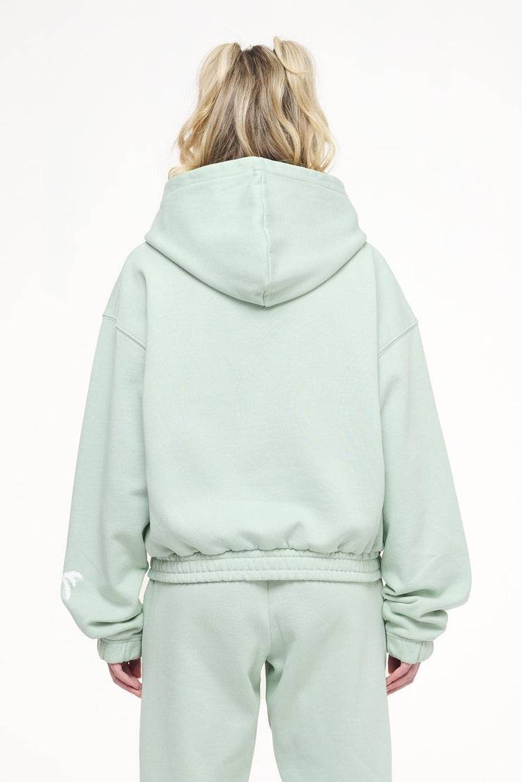 Pegador Hills Cropped Zip Hoodie Vintage Washed Milky Green Jubiläumsangebot