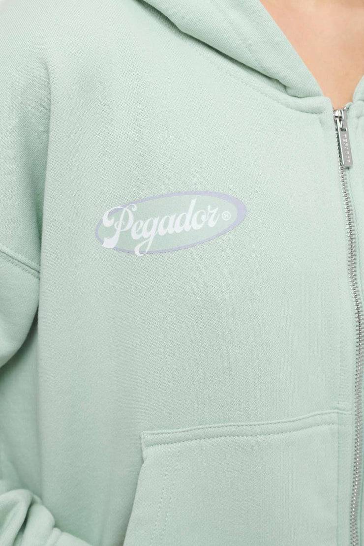 Pegador Hills Cropped Zip Hoodie Vintage Washed Milky Green Jubiläumsangebot