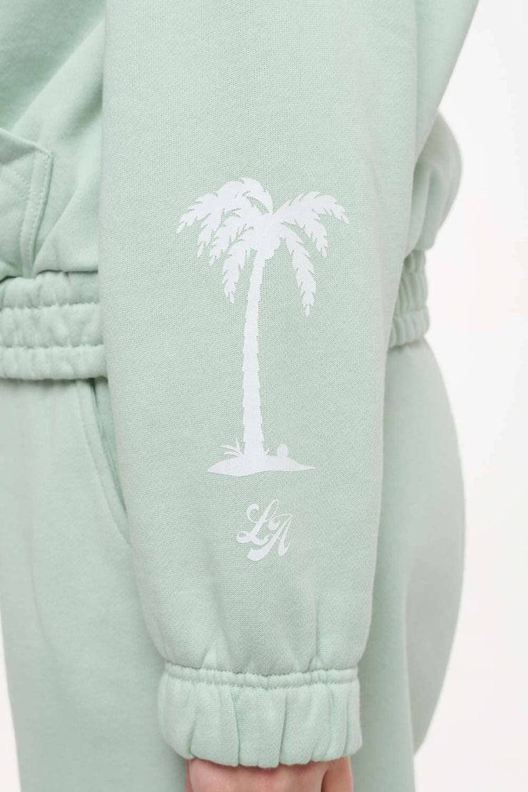 Pegador Hills Cropped Zip Hoodie Vintage Washed Milky Green Jubiläumsangebot