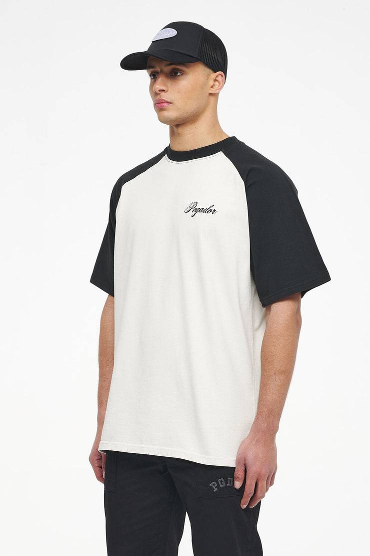 Pegador Hudson Raglan Oversized Tee Vintage Washed Angels Cream Black Ink Sonderangebote