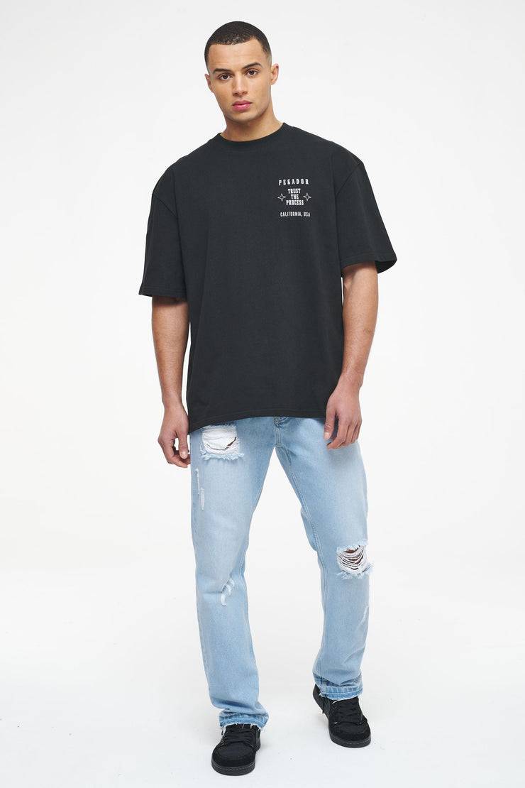 Pegador Salal Oversized Tee Vintage Washed Black Ink Kostenlose Rückgabe