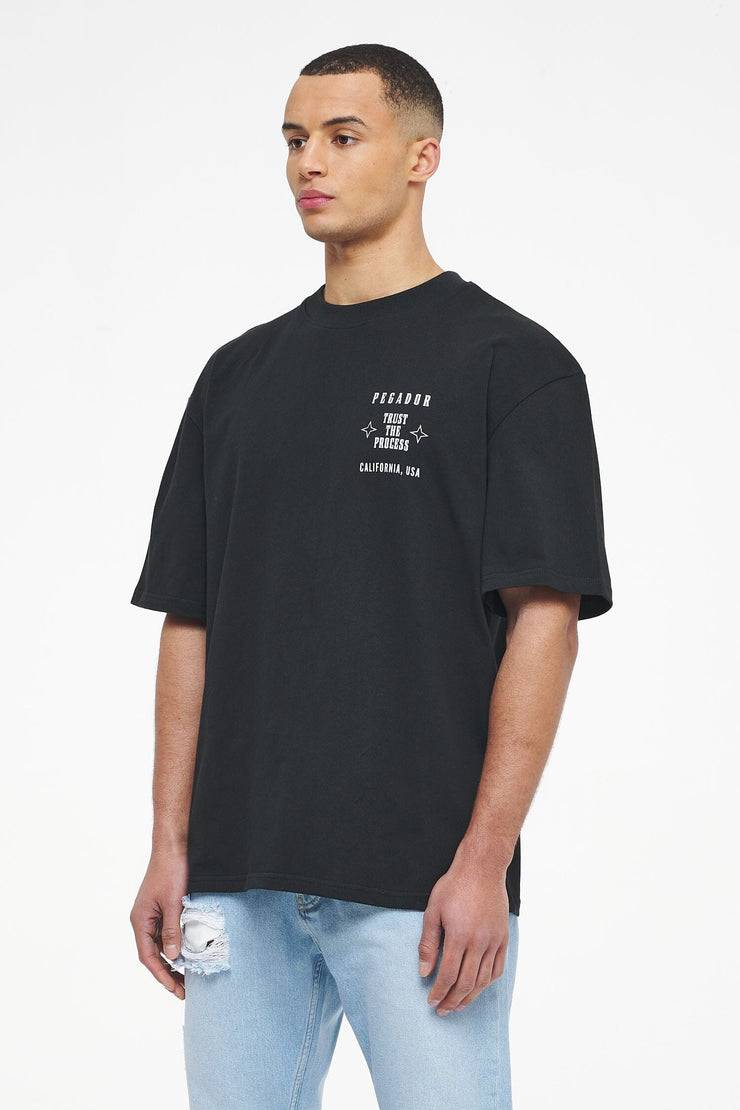 Pegador Salal Oversized Tee Vintage Washed Black Ink Kostenlose Rückgabe