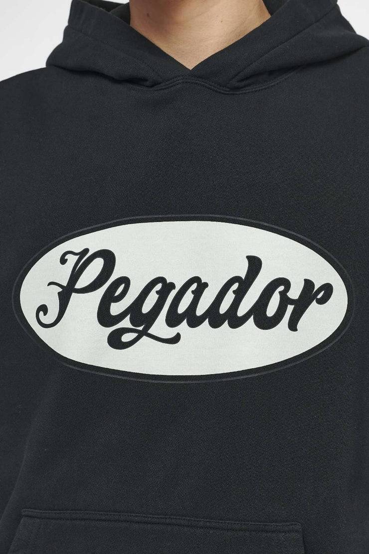 Pegador West Oversized Hoodie Vintage Washed Black Ink White Nur für heute
