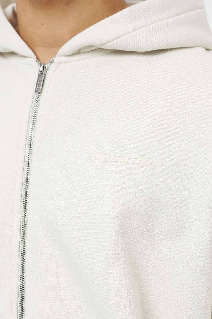 Pegador Colne Logo Oversized Sweat Jacket Vintage Washed Angels Cream Gum Discount Store für neue Produkte