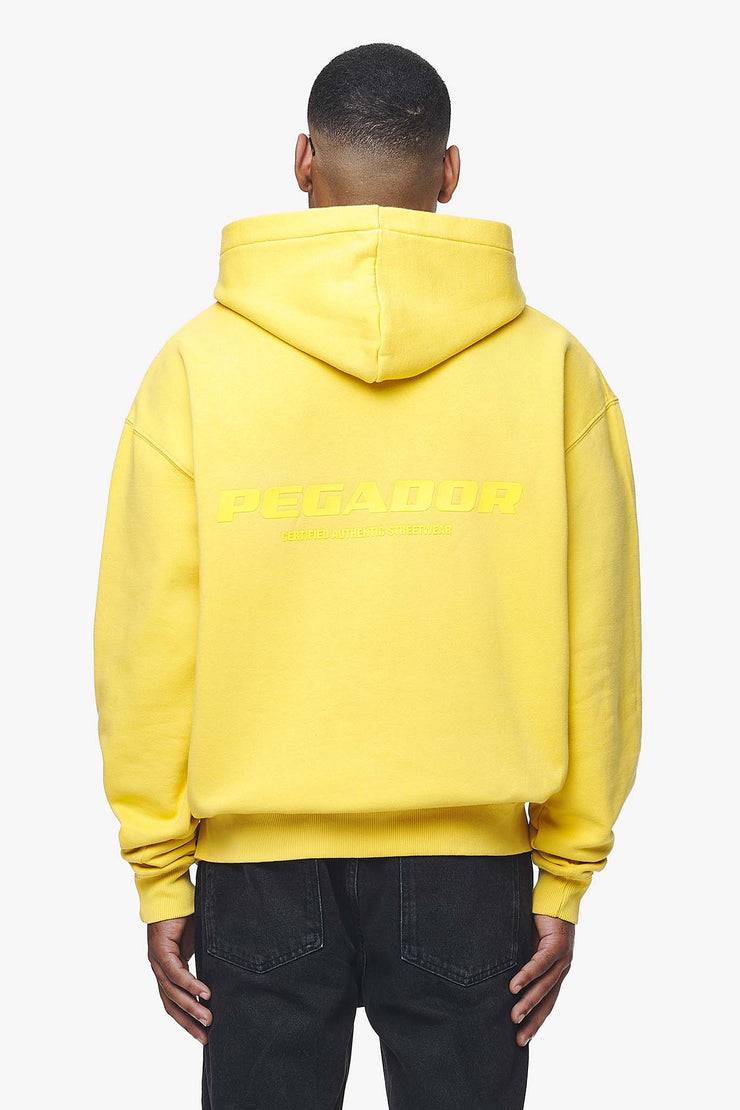 Pegador Colne Logo Oversized Hoodie Vintage Washed Solar Yellow Gum Nur noch ein Tag übrig