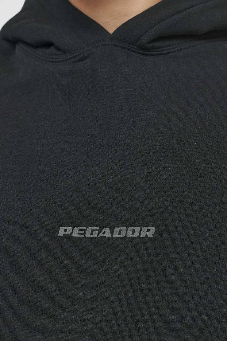 Pegador Colne Logo Oversized Hoodie Vintage Washed Black Ink Gum Super Rabatt