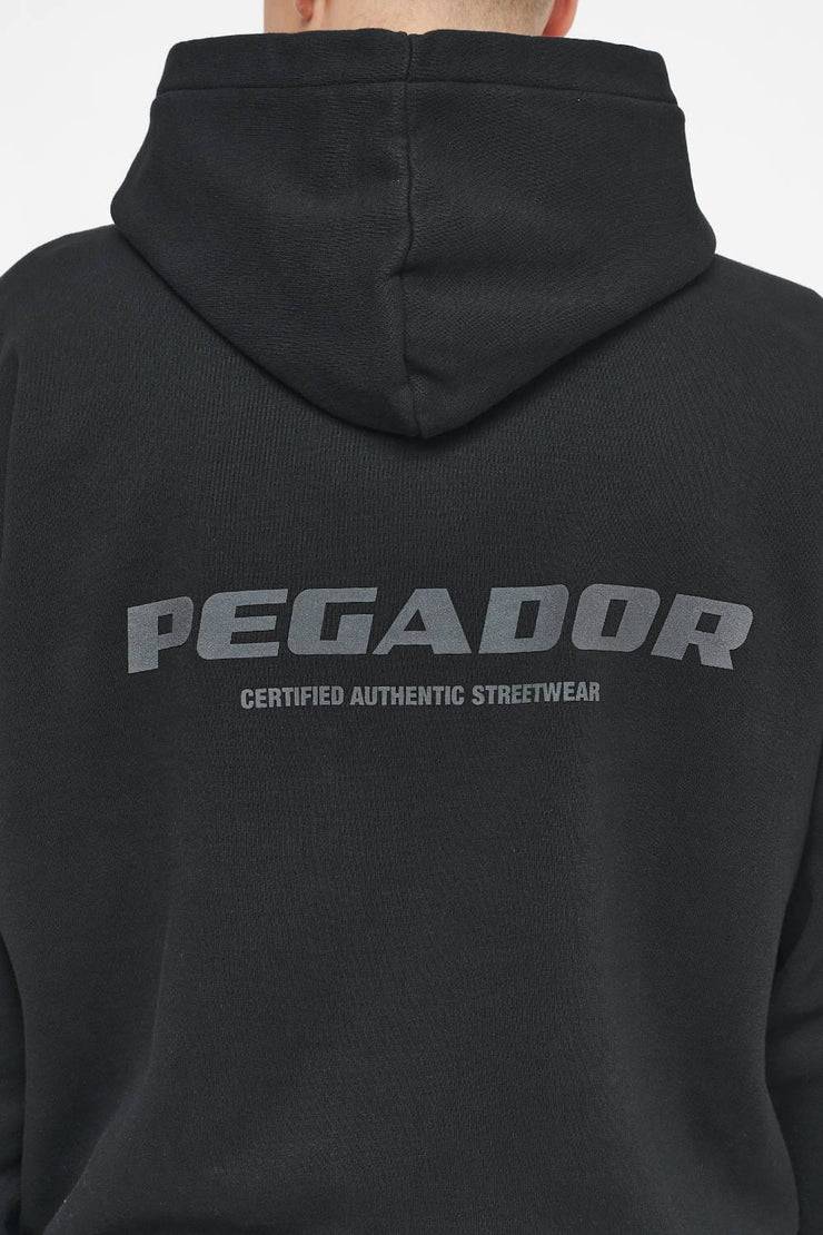 Pegador Colne Logo Oversized Hoodie Vintage Washed Black Ink Gum Super Rabatt