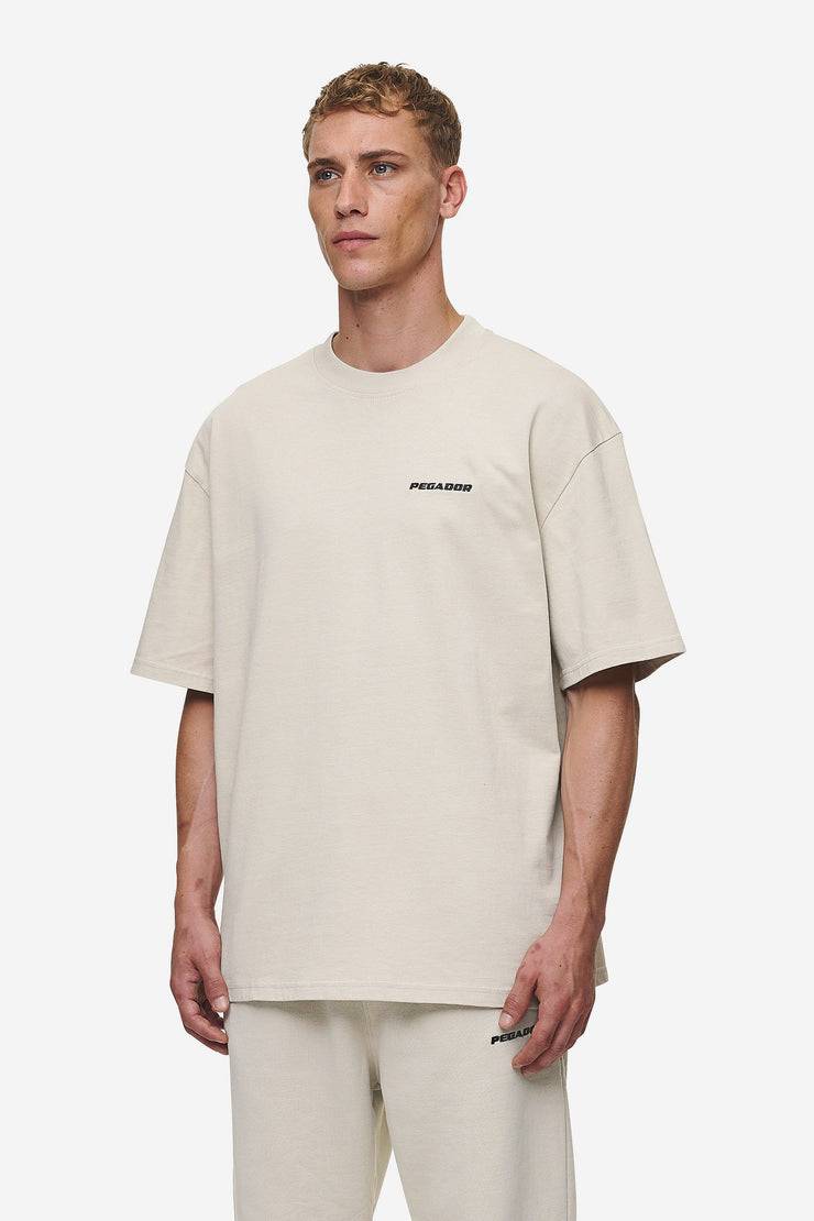 Pegador Logo Oversized Tee Washed Light Beige im Angebot