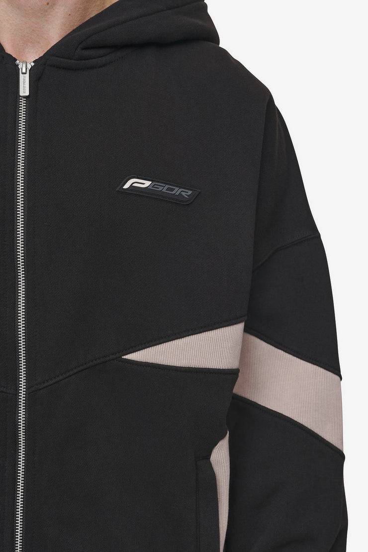 Pegador Aderno Boxy Sweat Jacket Washed Black Light Beige Günstiger Verkauf