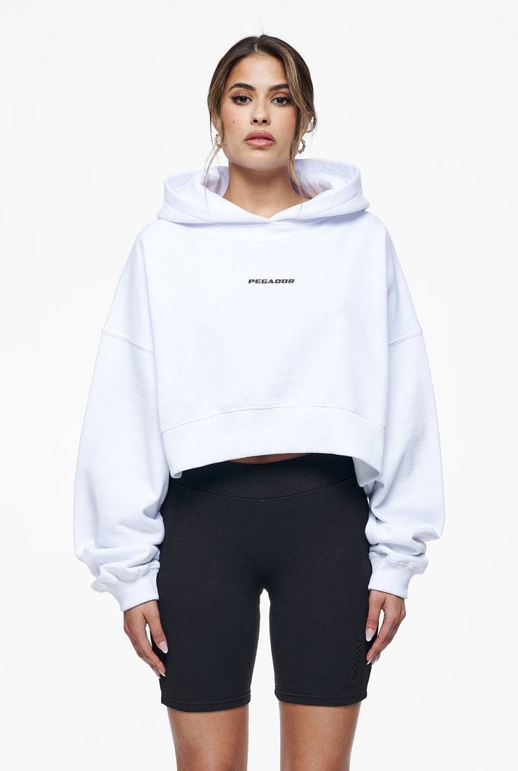 Pegador Culla Logo Oversized Cropped Hoodie White Sonderangebot der Fabrik