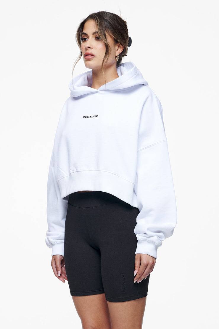 Pegador Culla Logo Oversized Cropped Hoodie White Sonderangebot der Fabrik