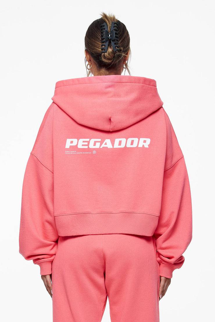 Pegador Culla Logo Oversized Cropped Hoodie Vintage Washed Strawberry Vierteljährliche Förderung