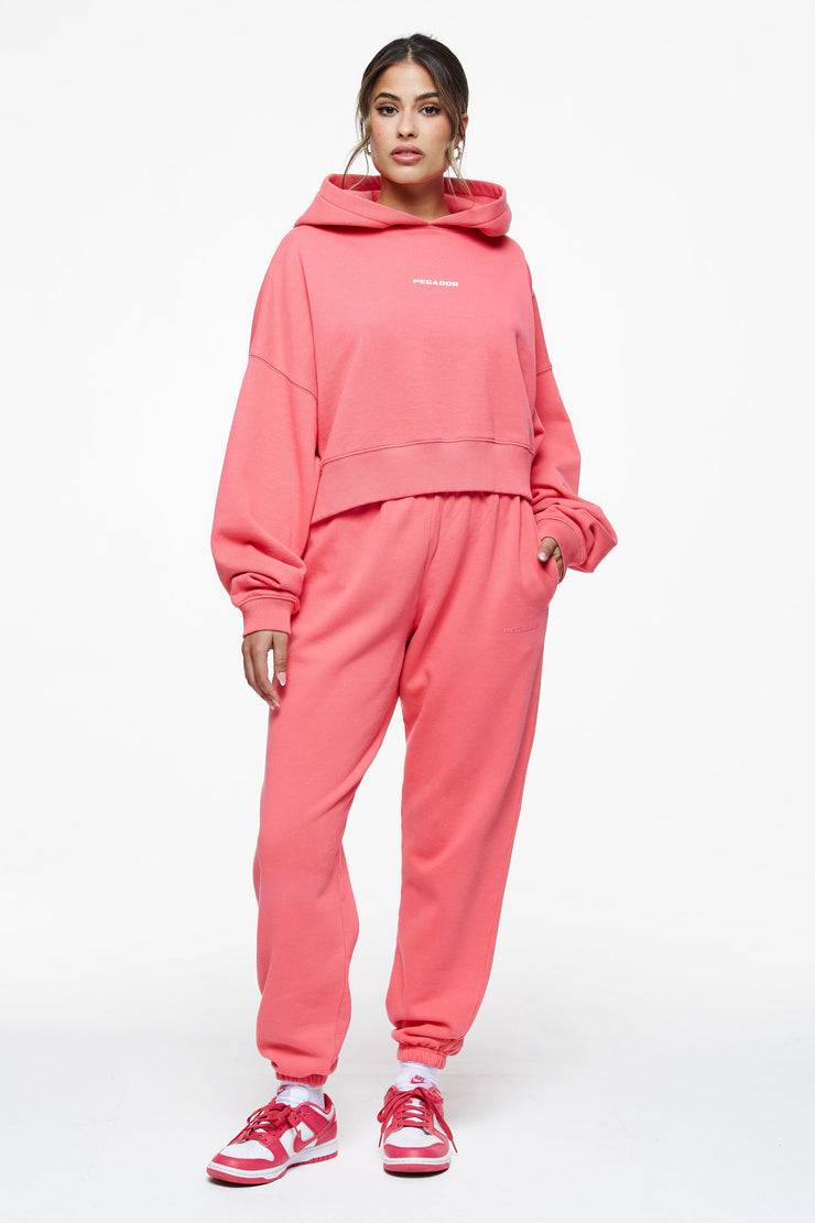 Pegador Culla Logo Oversized Cropped Hoodie Vintage Washed Strawberry Vierteljährliche Förderung
