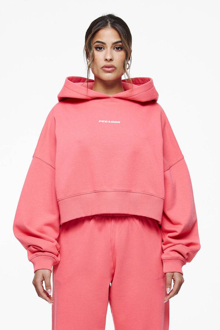 Pegador Culla Logo Oversized Cropped Hoodie Vintage Washed Strawberry Vierteljährliche Förderung